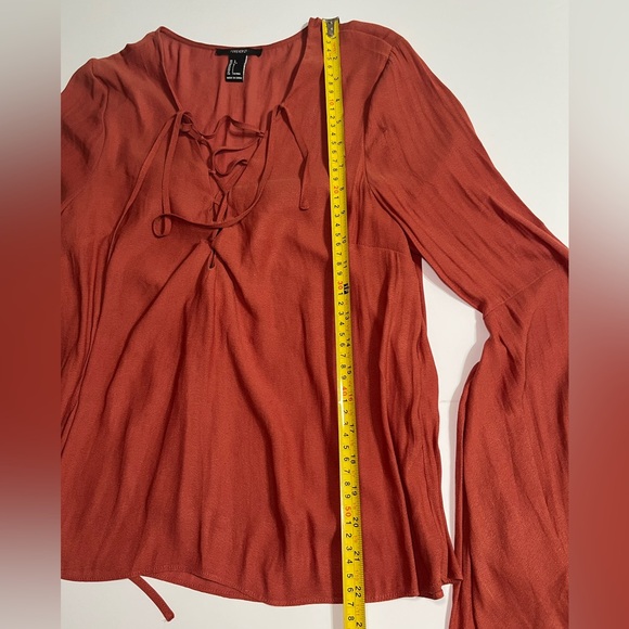 Forever 21 Terracotta Lace-Up Blouse - Picture 5 of 8